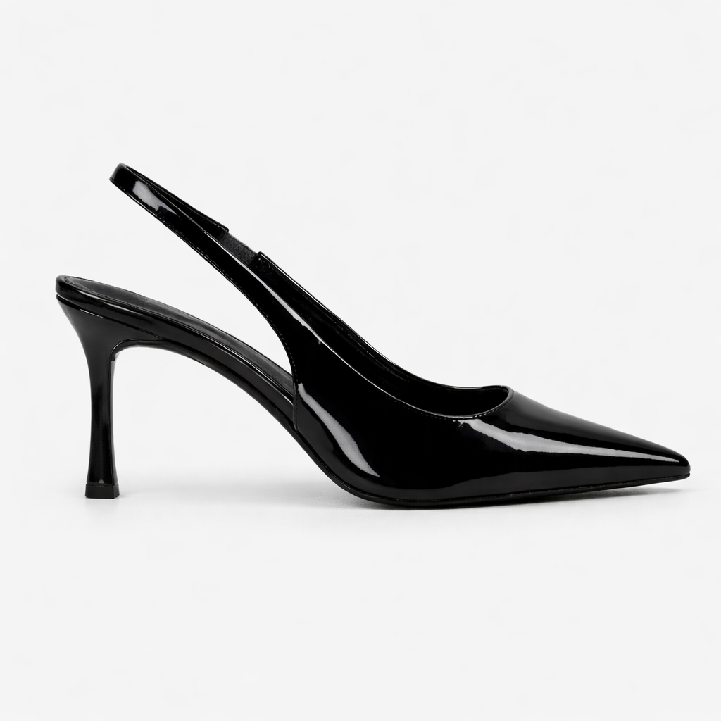 Glanzende Puntige Slingback Hakken | Navando