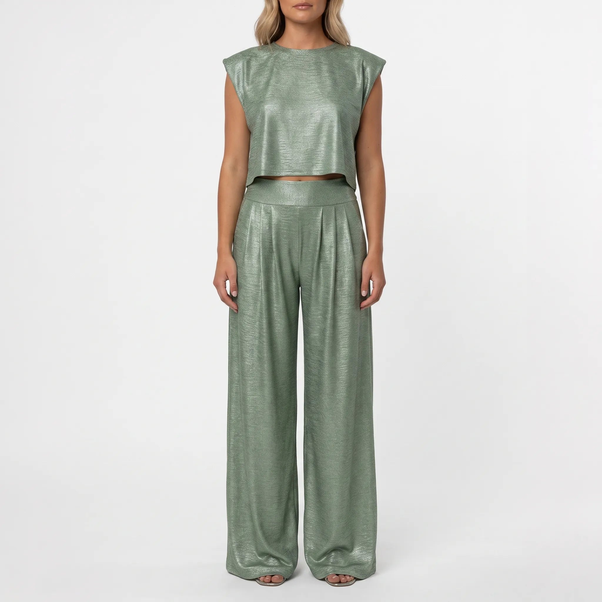 Glanzende Tweedelige Set Voor Dames | Navando