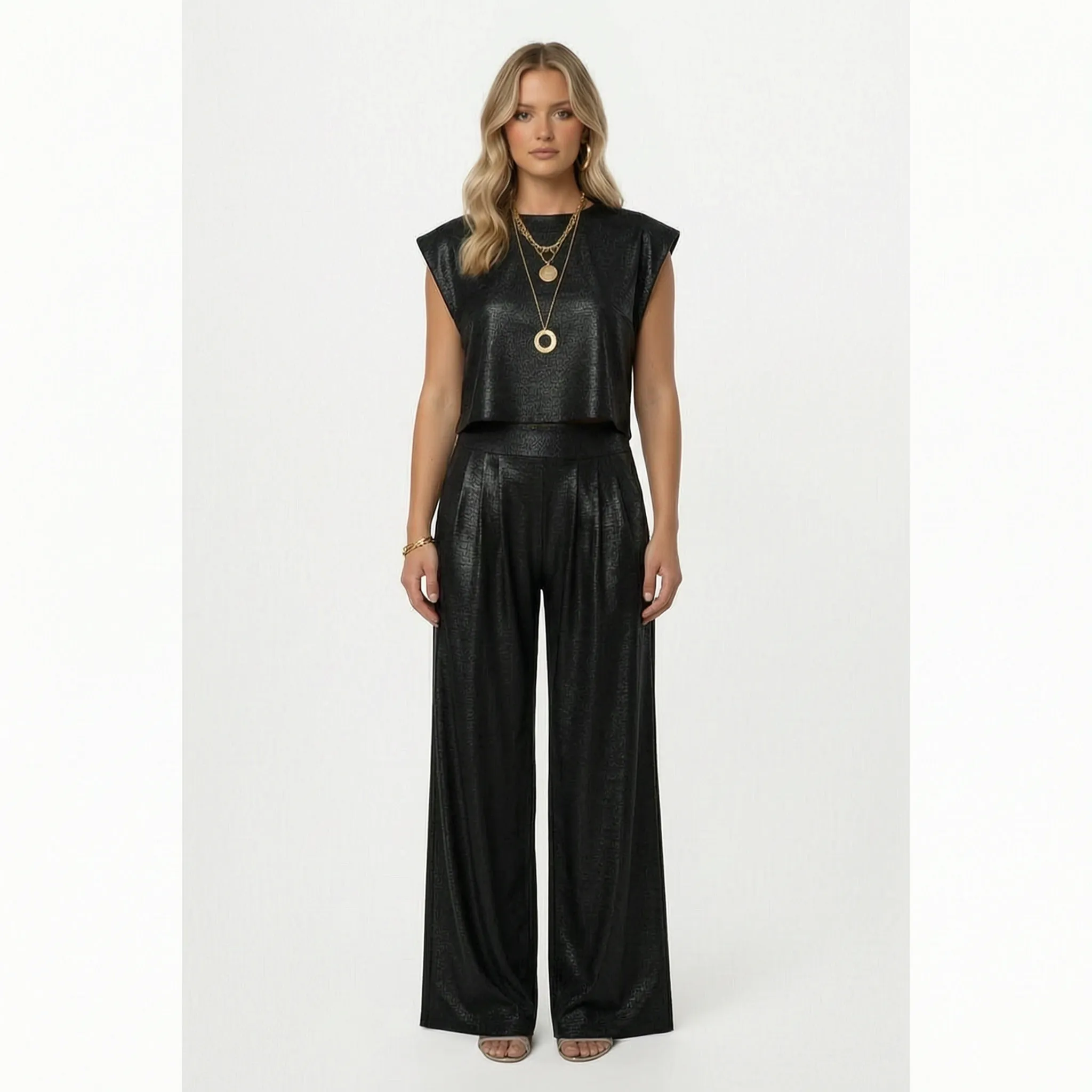 Glanzende Tweedelige Set Voor Dames | Navando