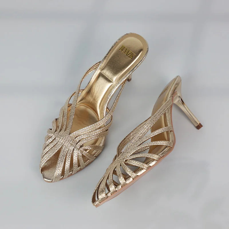 Gouden Stiletto Mule Met Puntneus | Navando