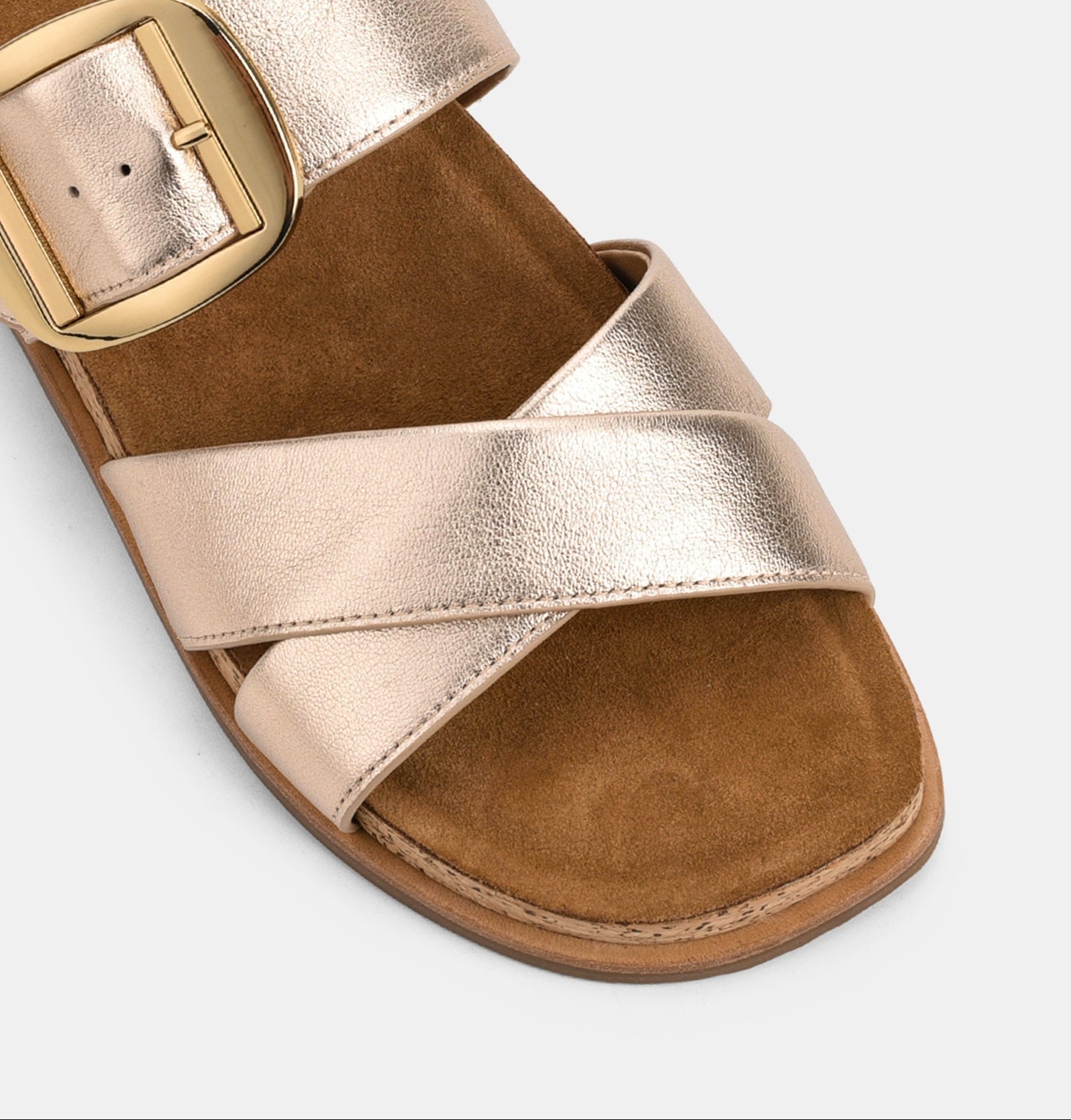 Goudkleurige Platte Sandaal | Navando