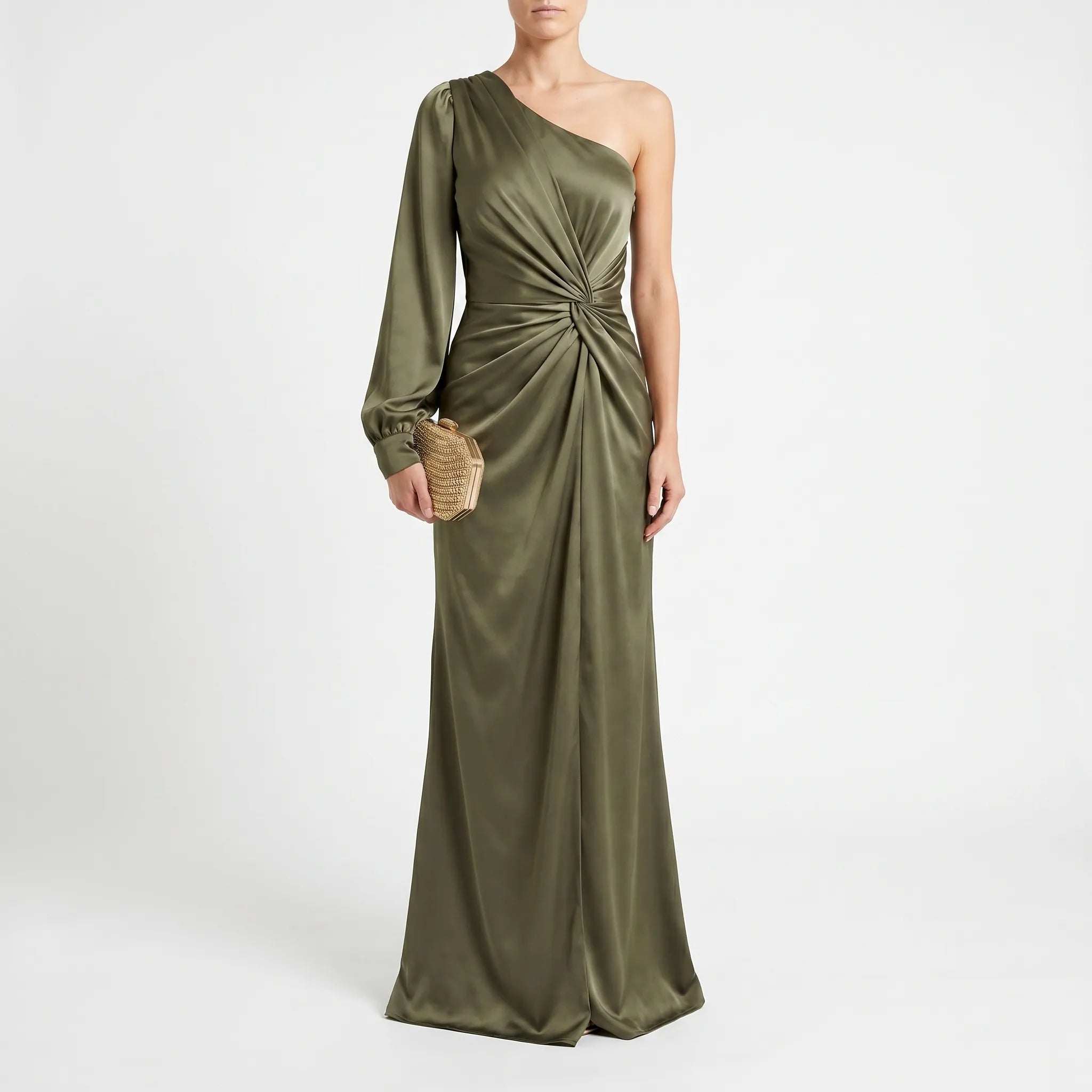 Groene One-Shoulder Maxi-Jurk | Navando