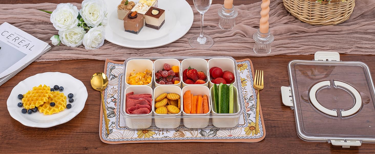 Grote Verdeelde Tapas Serveerschaal Met Deksel | Navando