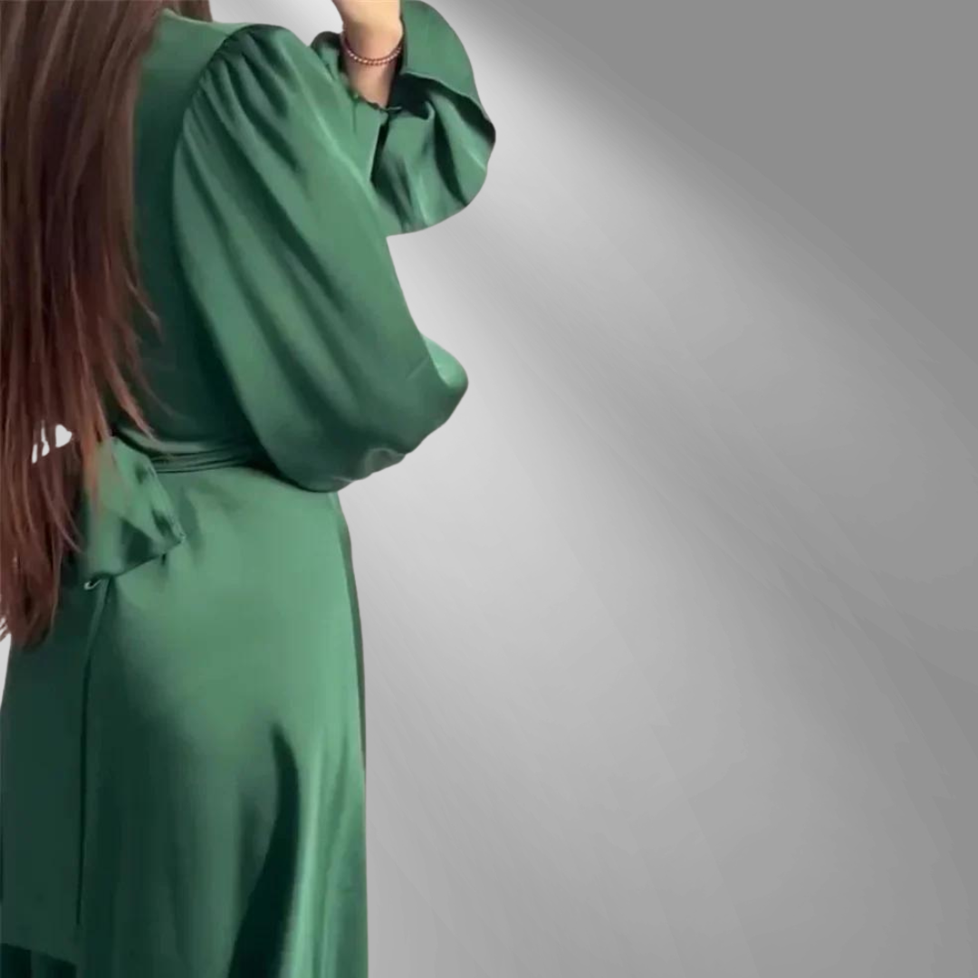 Leandra - Robe soyeuse à manches longues