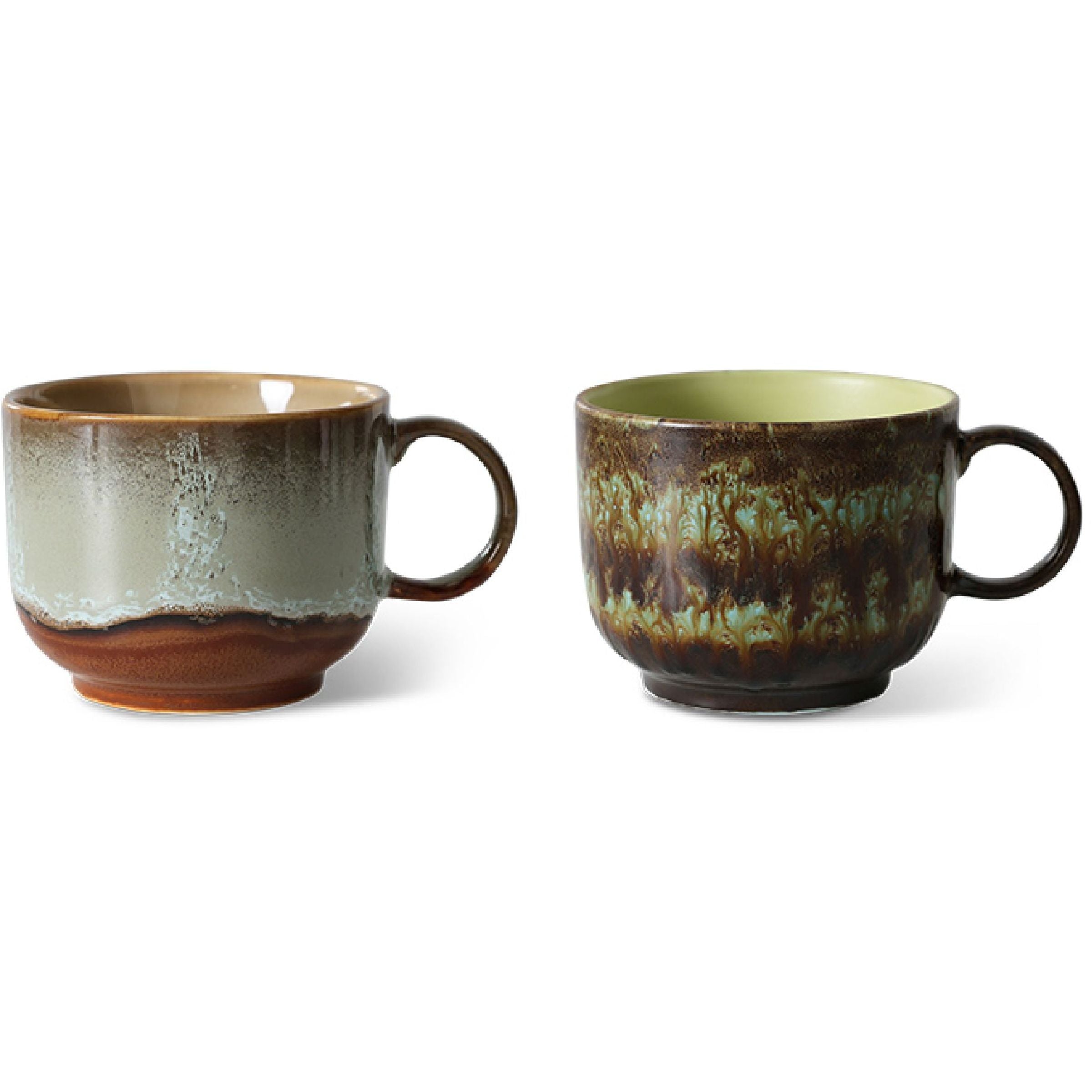 HK living 70's Keramiek theekopjes set van 2 3