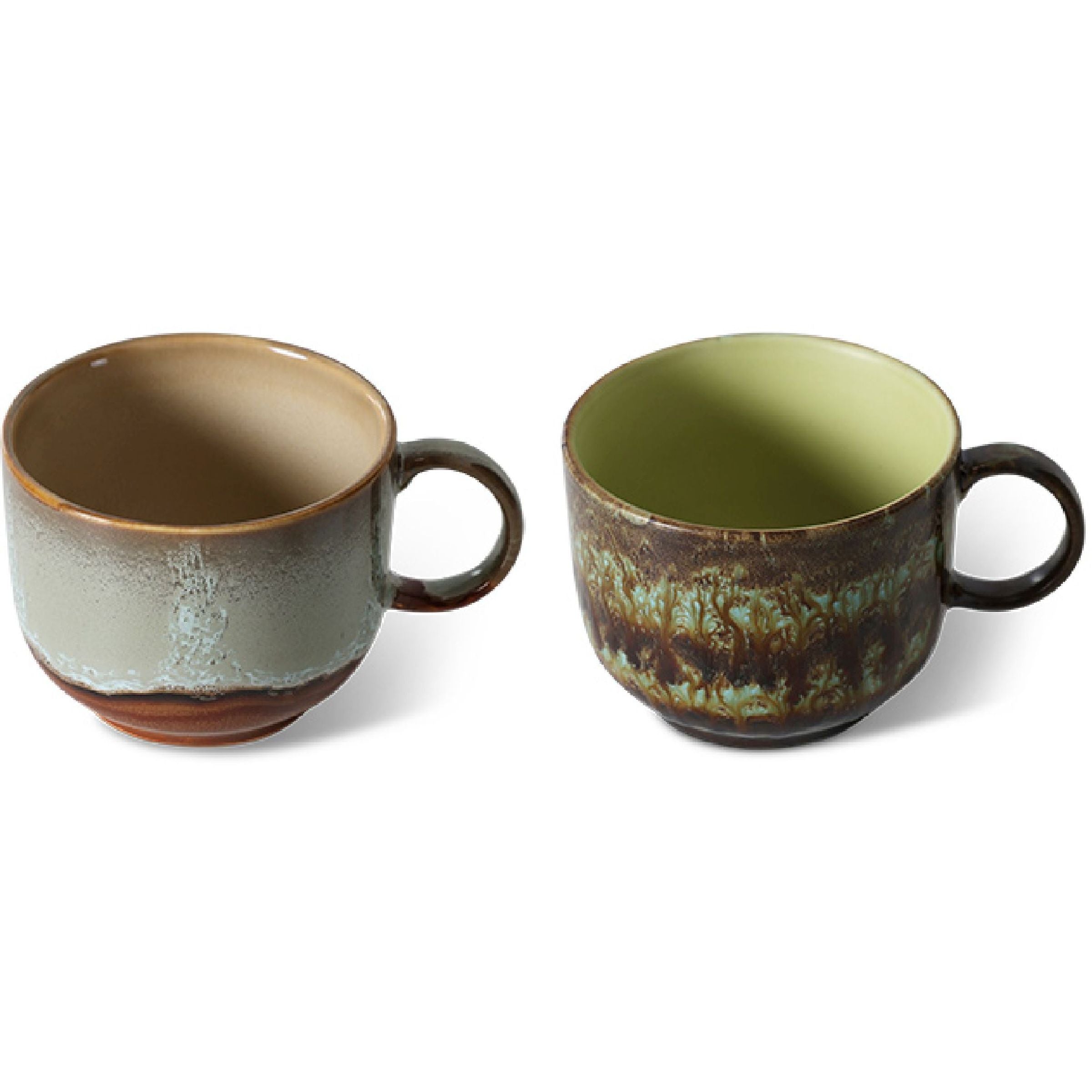 HK living 70's Keramiek theekopjes set van 2 4