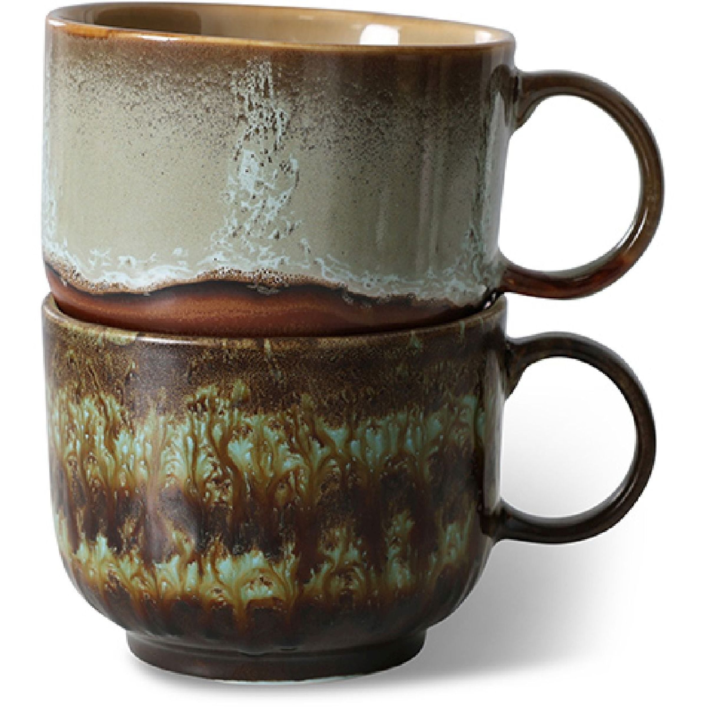 HK living 70's Keramiek theekopjes set van 2 5