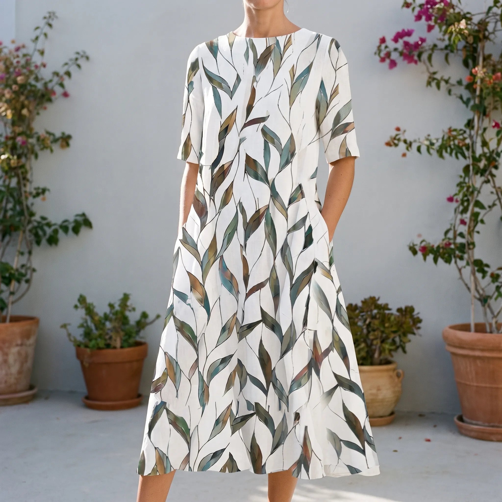 Halflange Jurk Met Bloemenprint | Navando
