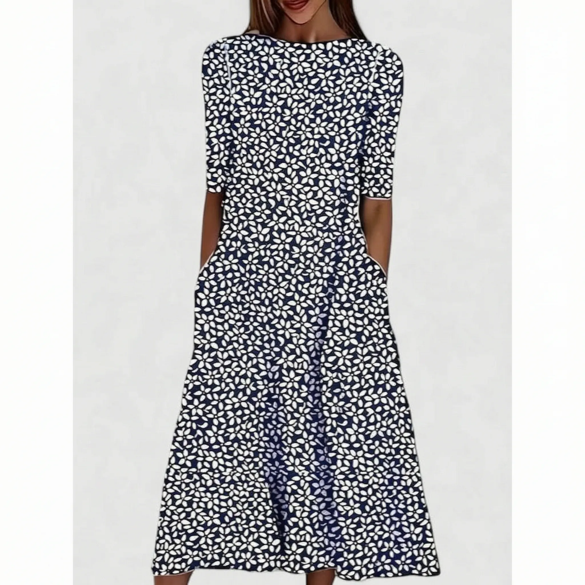 Halflange Jurk Met Bloemenprint | Navando