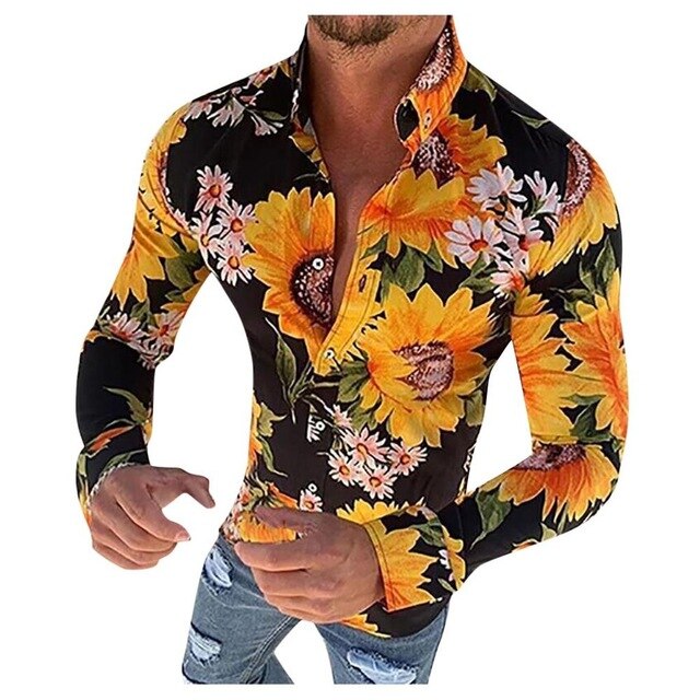 Hawaiiaans | Bloemenpatroon overhemd met lange mouwen 3