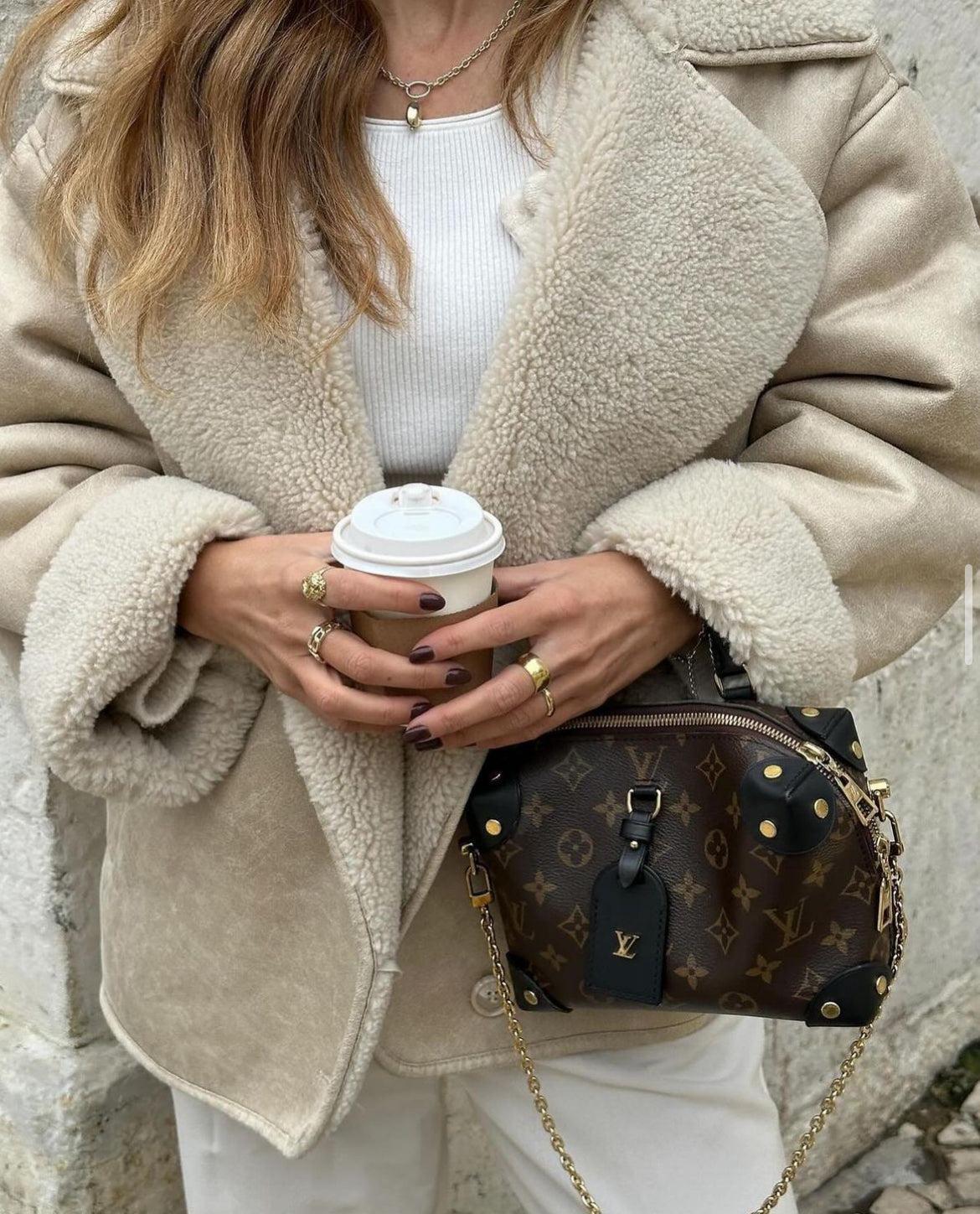 Lila - Veste Vintage en Cuir Vegan avec Doublure Teddy