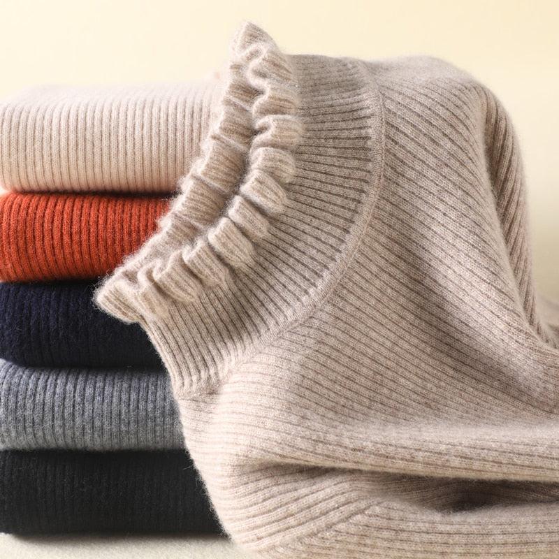 Penelope - Comfortabele Coltrui met Lange Mouwen en Ruffles voor Dames