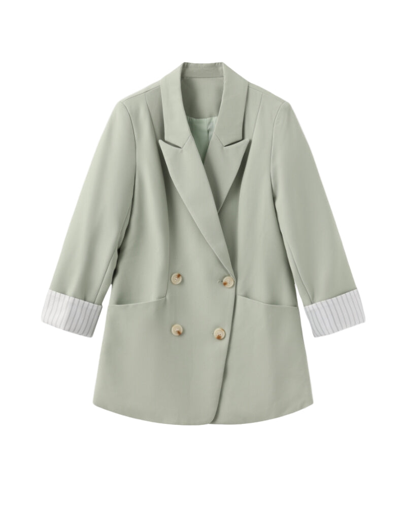 Oversized groene double-breasted blazer – lichtgewicht dameslaag