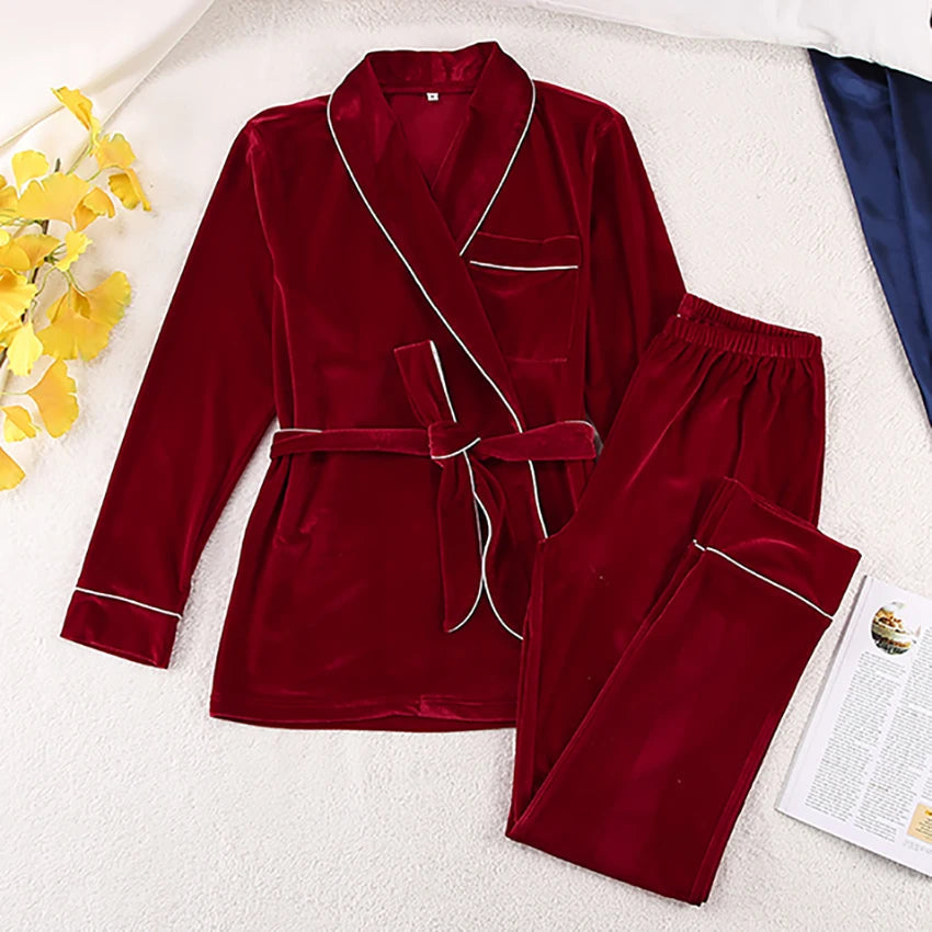 Pyjama_Set_Dames_Flueweel_Lange_Mouwen_Lange_Broek_Warm_Comfortabel_Victoria_Mae_Nederland_Belgie