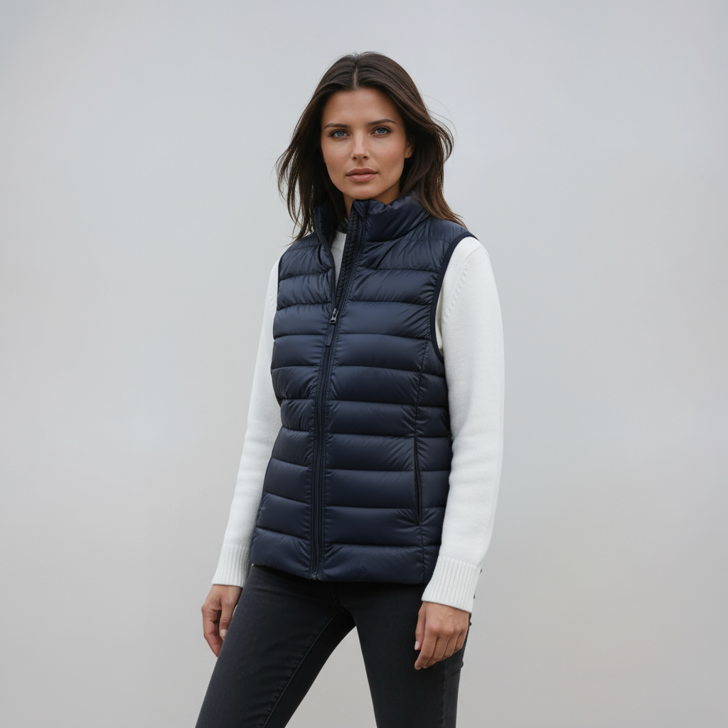 Bodywarmer_Dames_Gewatteerd_Hoge_Kraag_Warm_Rits_Victoria_Mae_Nederland_Belgie