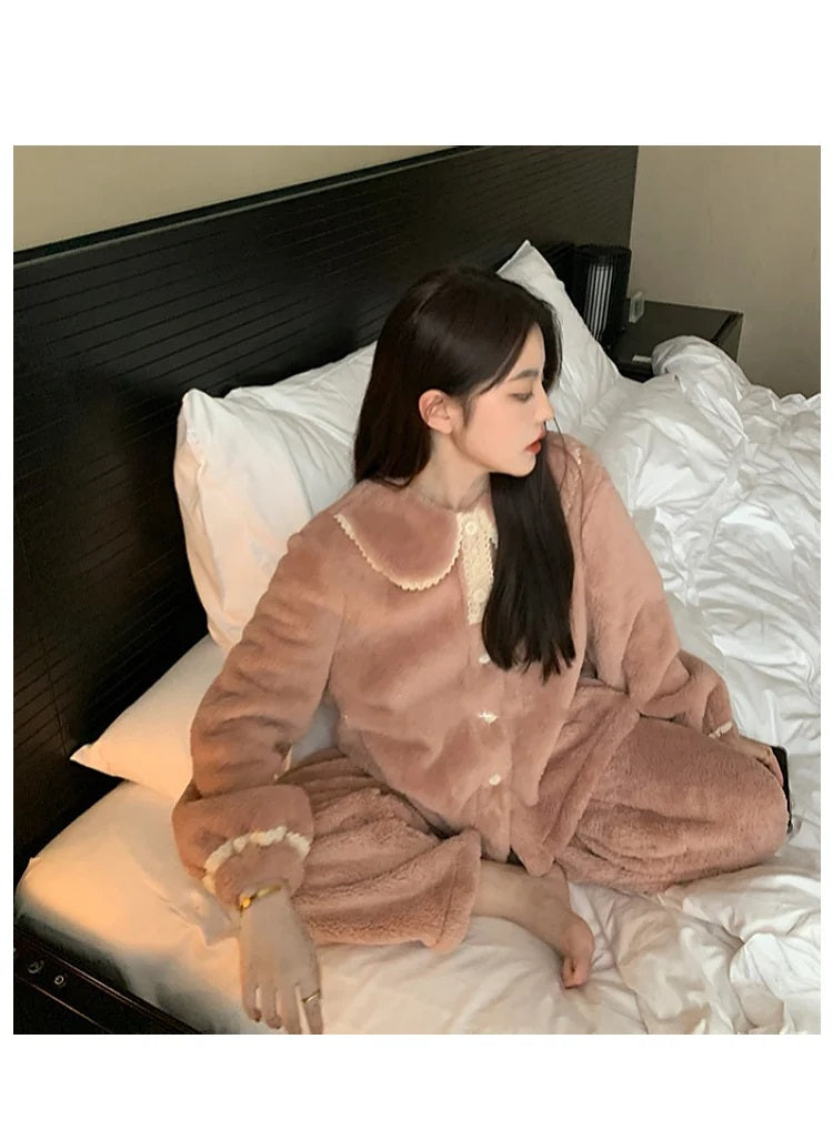 Jasmijn | Flanel en koraalfleece pyjama set dames 8