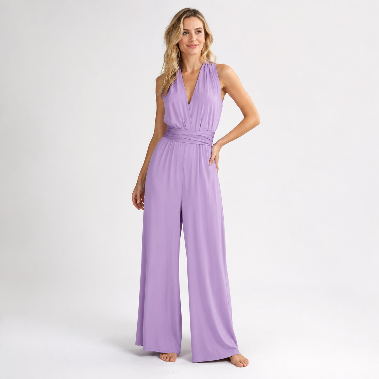 Jumpsuit Met Perfecte Pasvorm En Halterhals Lila | Navando