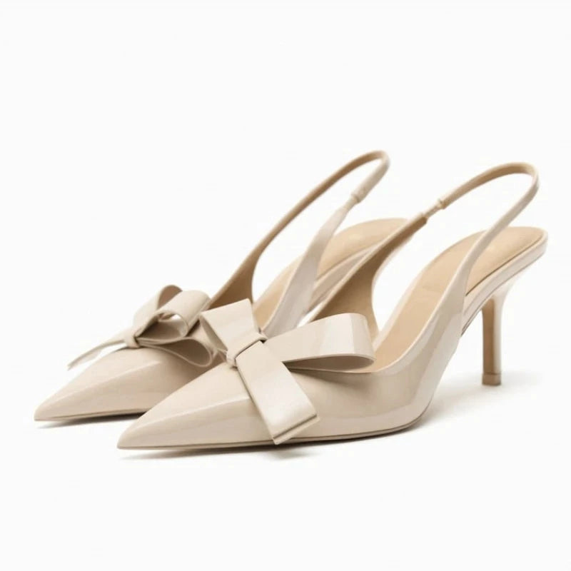 Karmijn | Transparante pumps met strikdetail 1