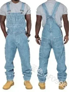 Kelim | Rechte denim overall met splice accenten 1