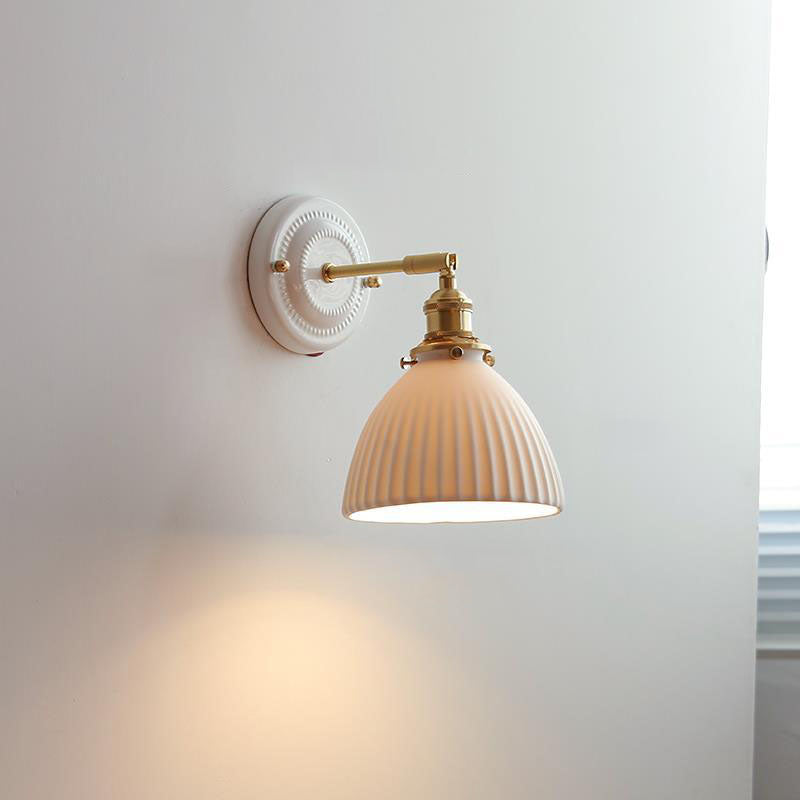 Keramische wandlamp met messing detail | Vintage muurlamp 8
