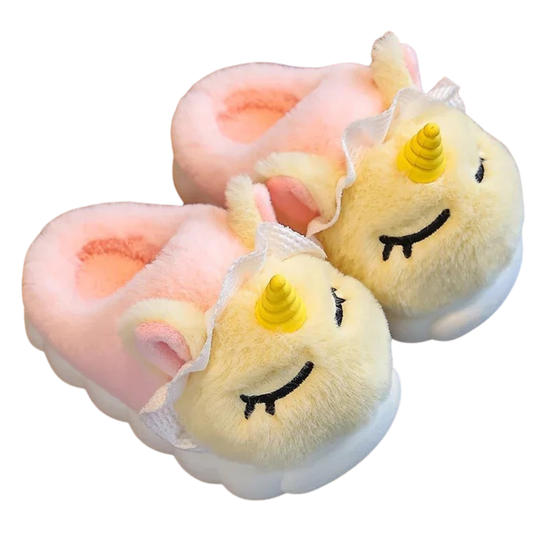 Kinderpluche | Eenhoorn pantoffels met antislipzool 2