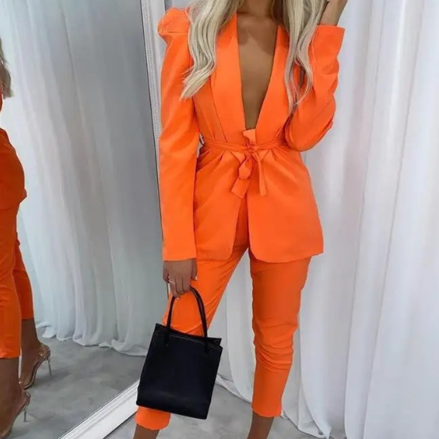 Milou - Kleurcontrast jasje + broek pak dames blazer