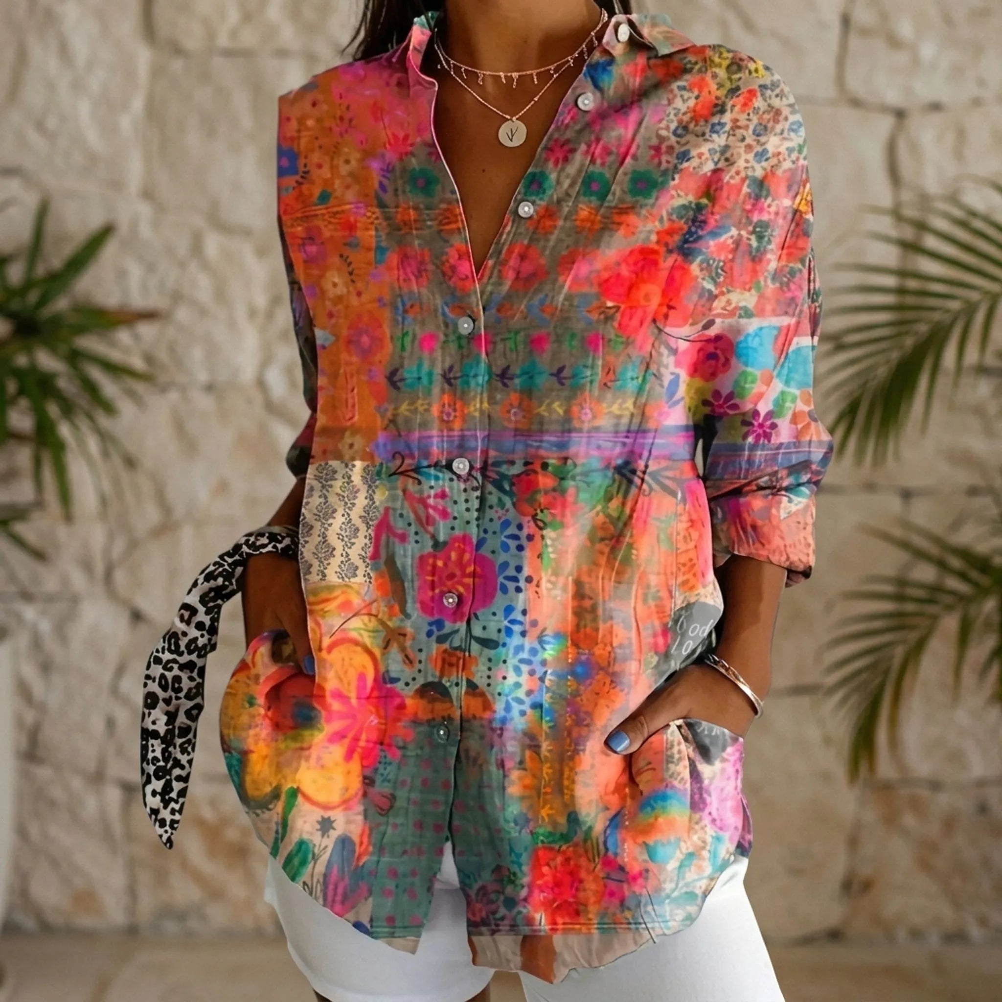 Kleurrijke Blouse Met Knoopsluiting | Navando