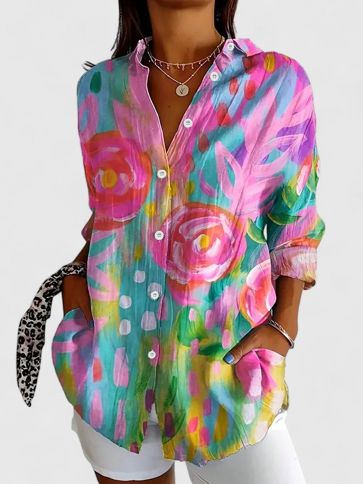 Kleurrijke Blouse Met Knoopsluiting | Navando