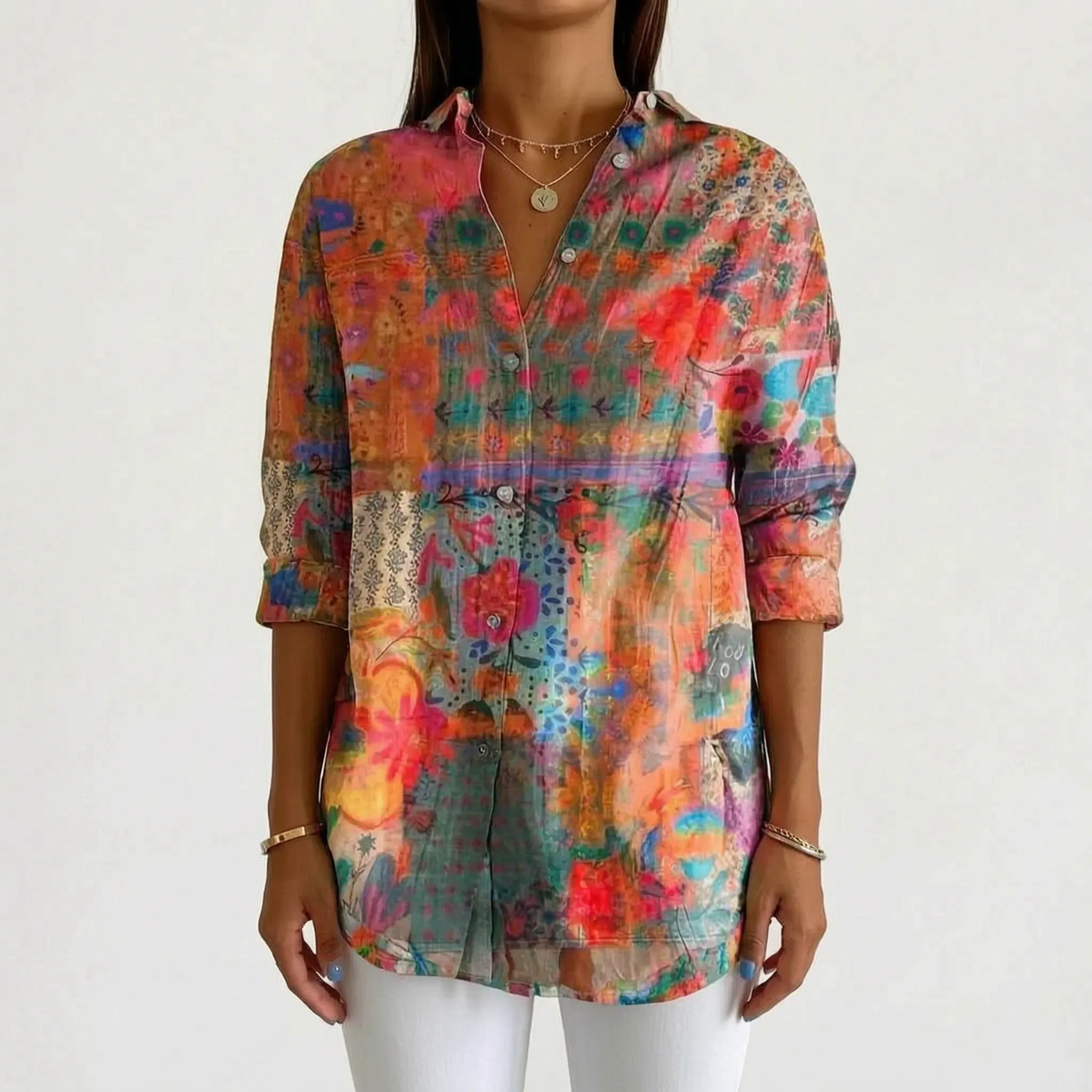 Kleurrijke Blouse Met Knoopsluiting | Navando