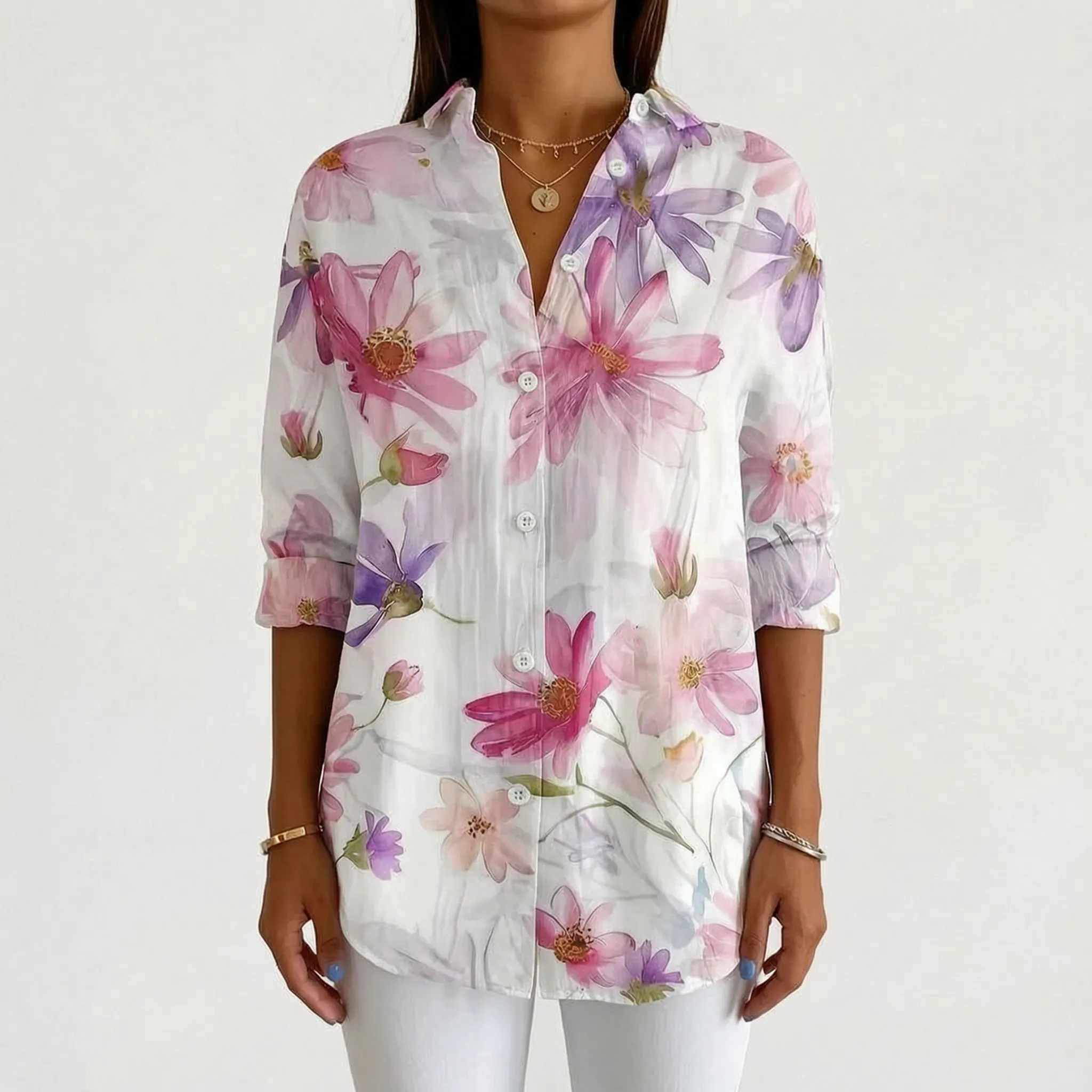 Kleurrijke Blouse Met Knoopsluiting | Navando