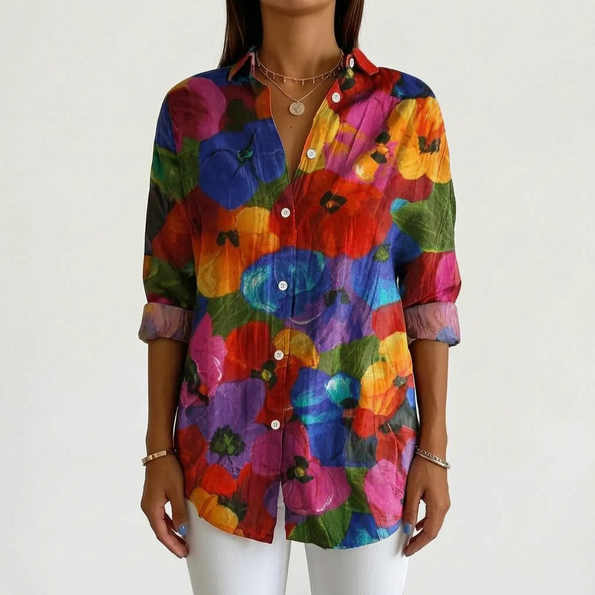 Kleurrijke Blouse Met Knoopsluiting | Navando