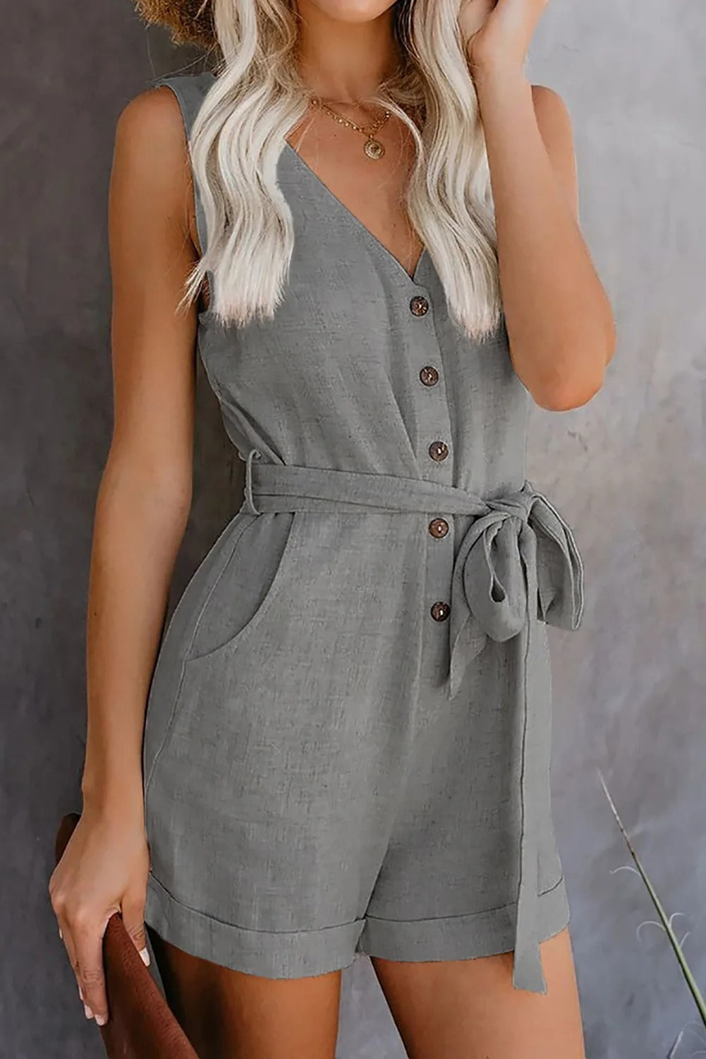 Korte Jumpsuit Met V-Hals | Navando