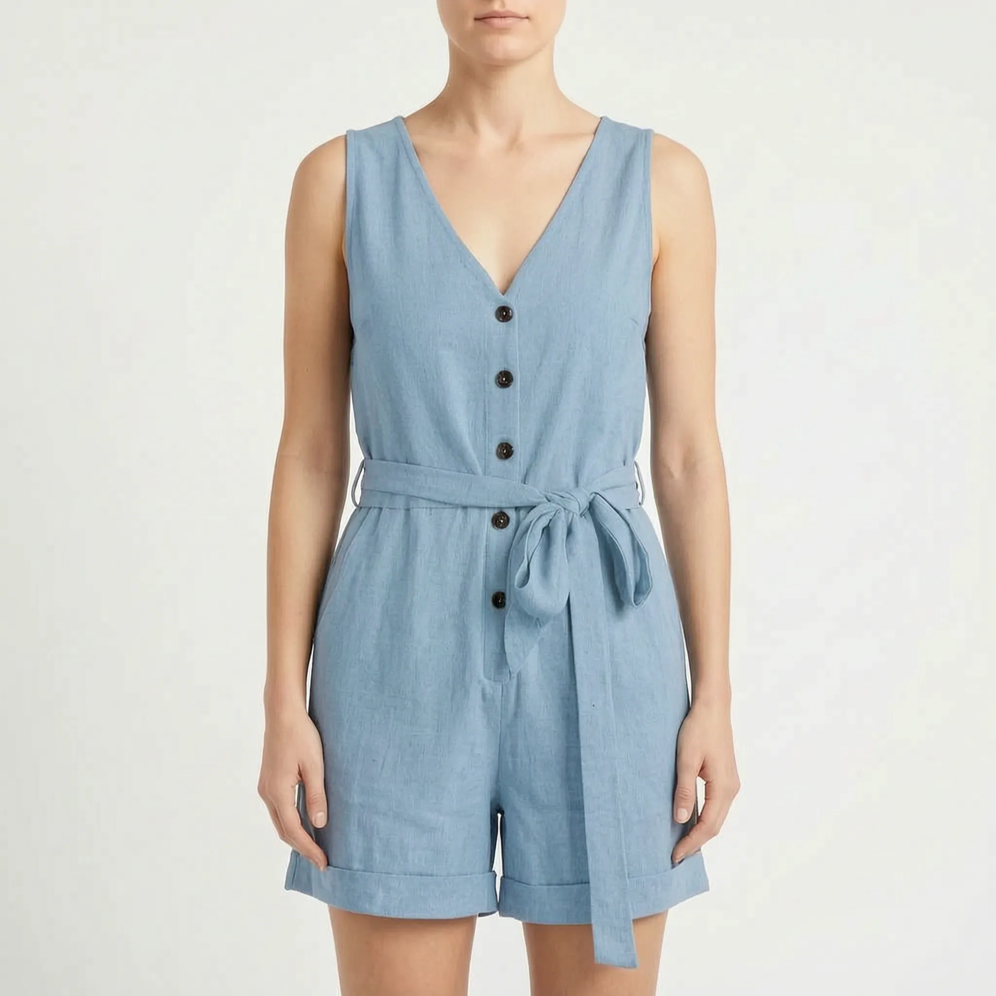 Korte Jumpsuit Met V-Hals | Navando