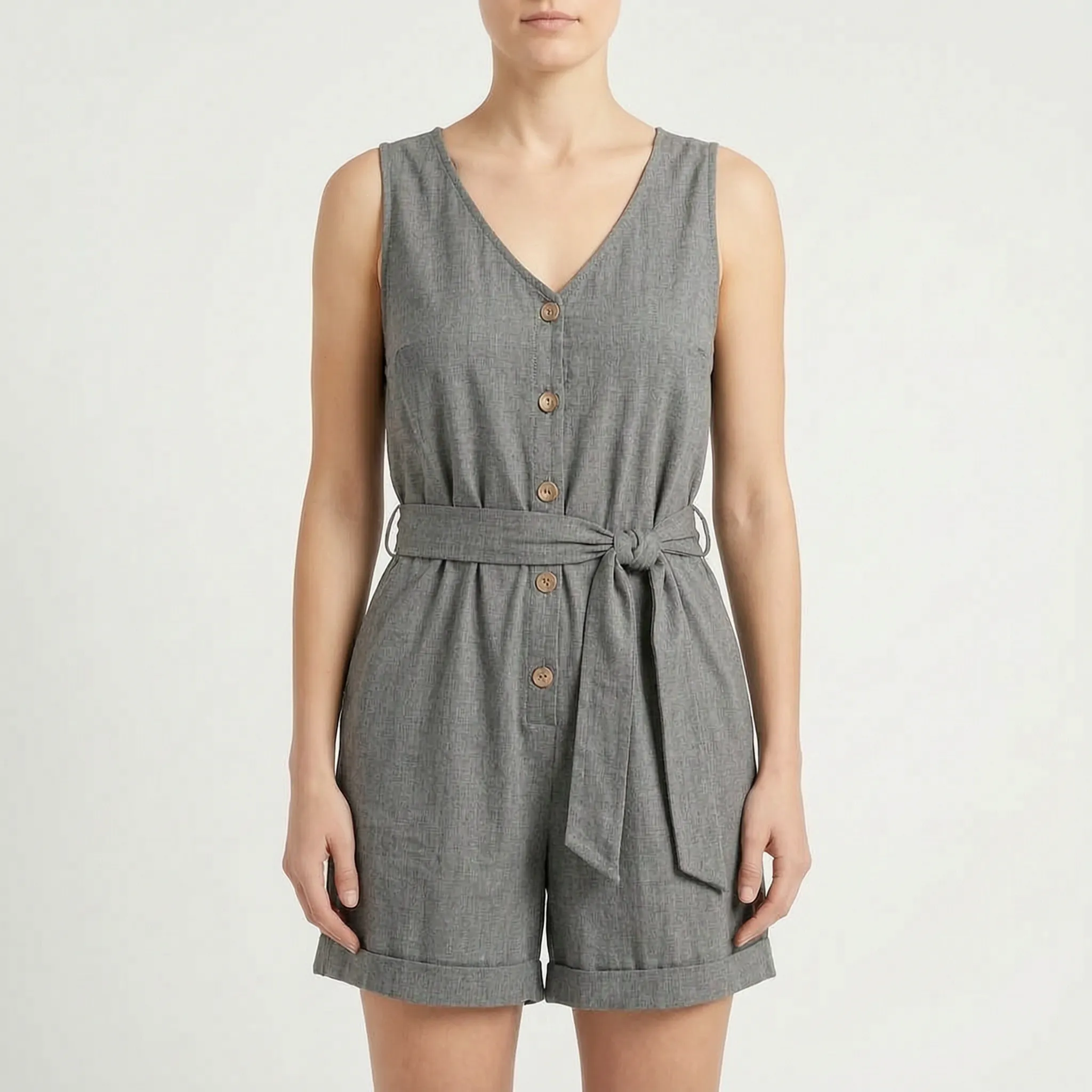 Korte Jumpsuit Met V-Hals | Navando