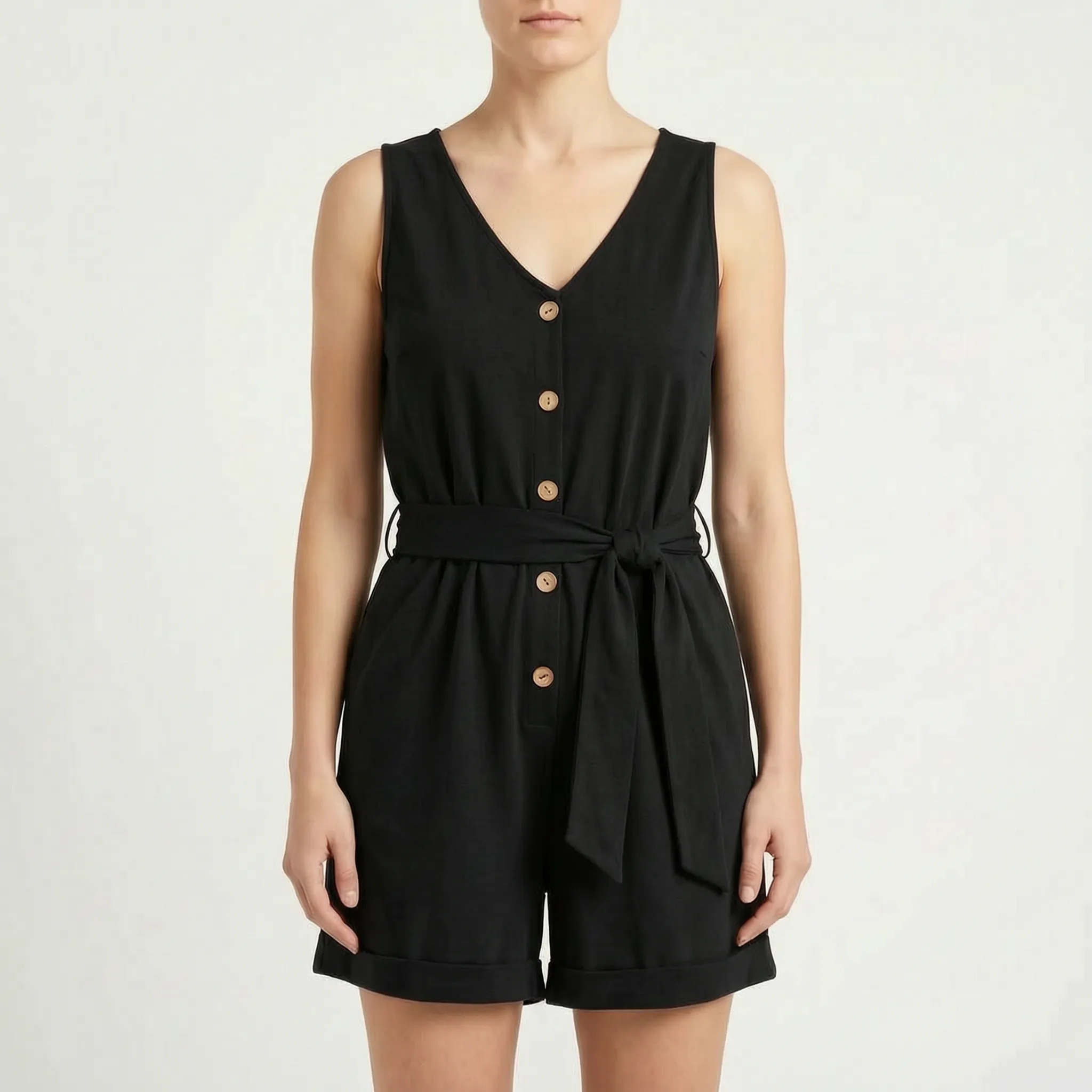 Korte Jumpsuit Met V-Hals | Navando