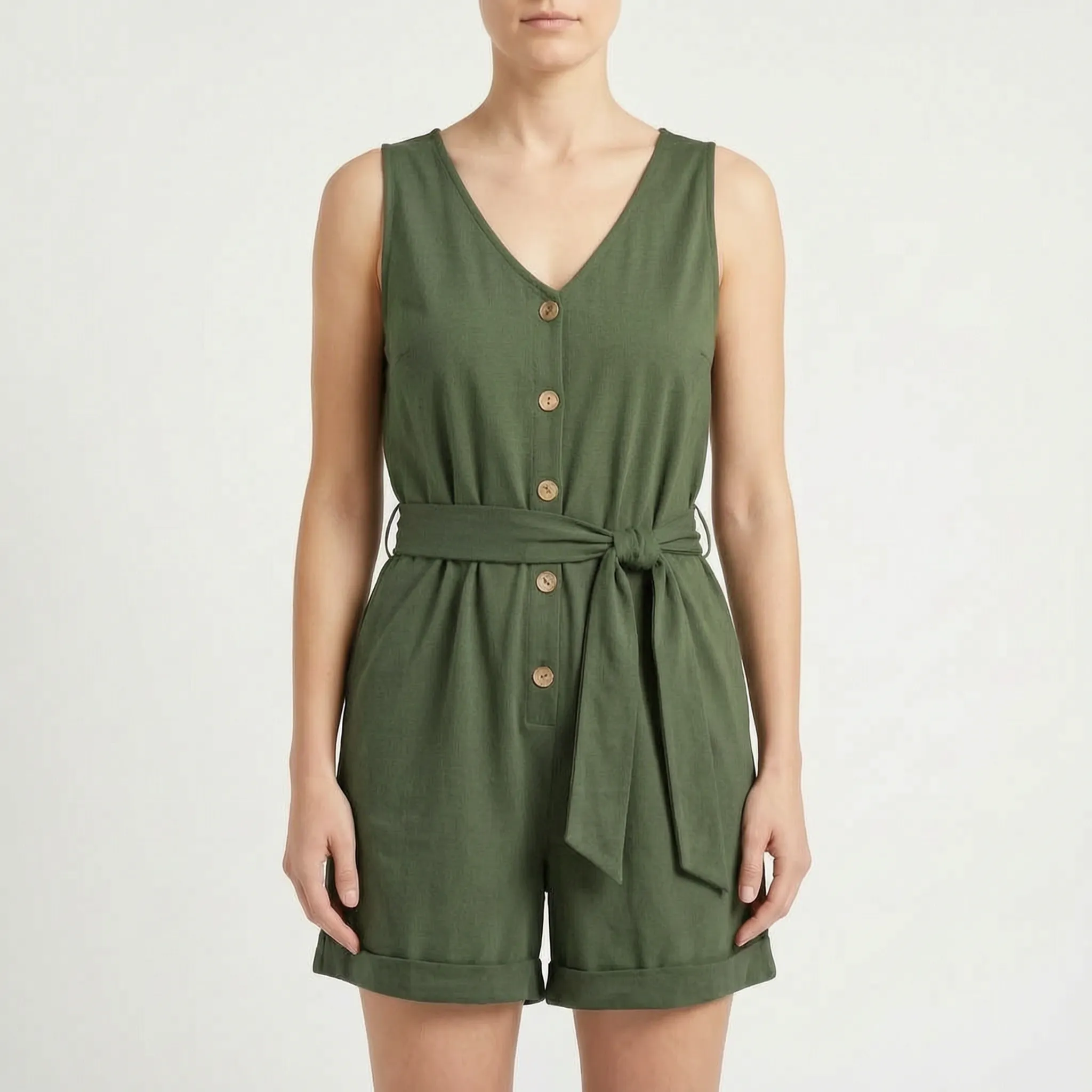 Korte Jumpsuit Met V-Hals | Navando