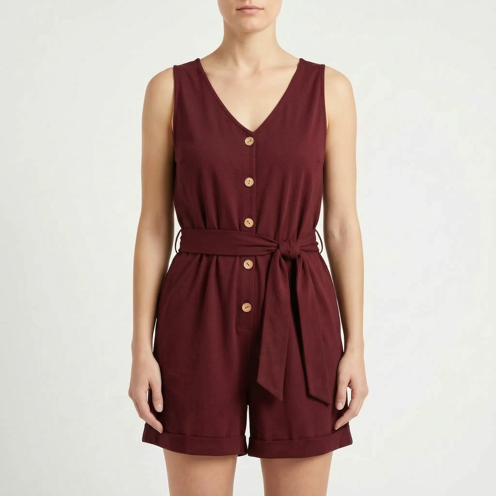 Korte Jumpsuit Met V-Hals | Navando