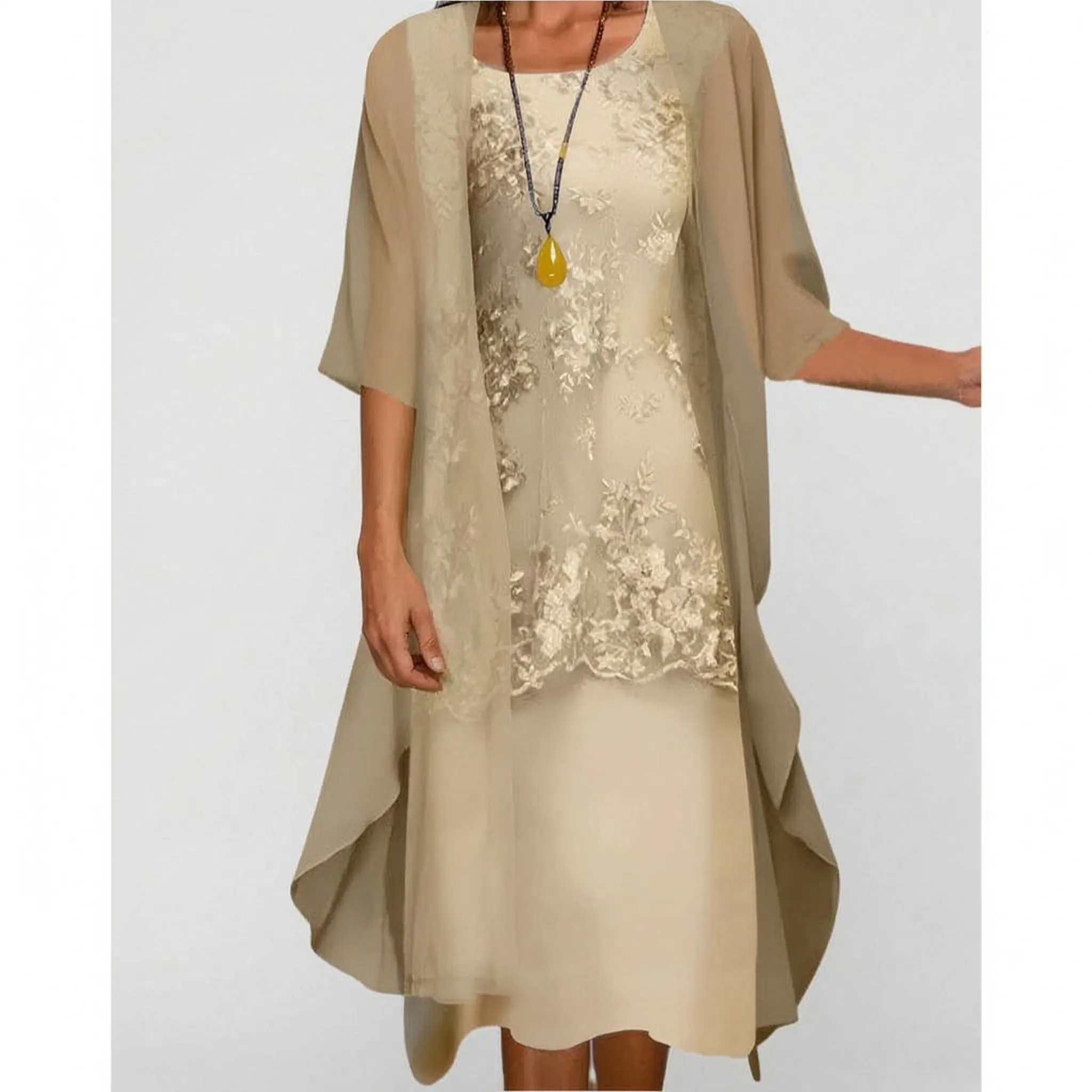 Laagjesjurk Met Halflange Mouwen | Navando