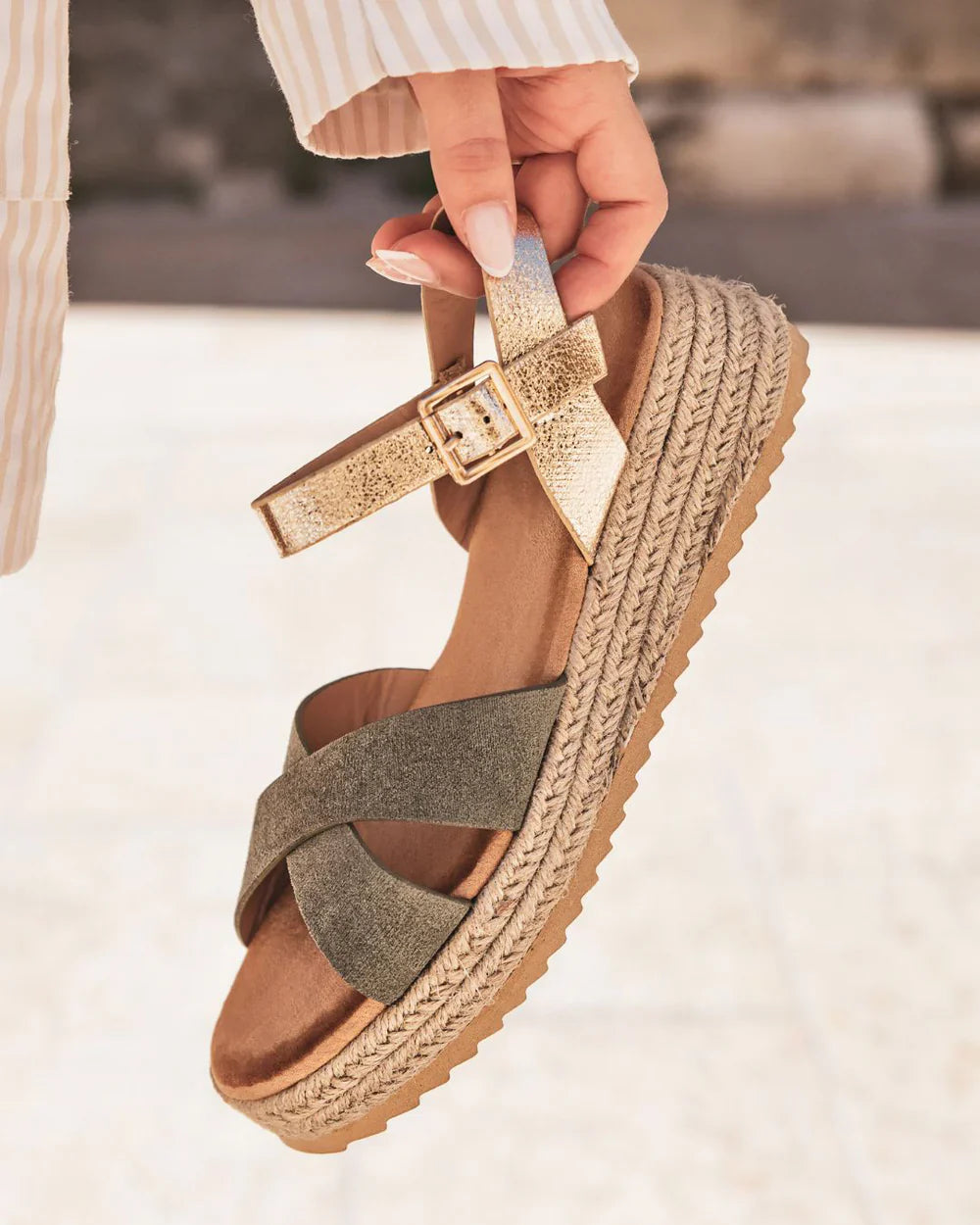 Fleurine - Goud met Groene Sandaal