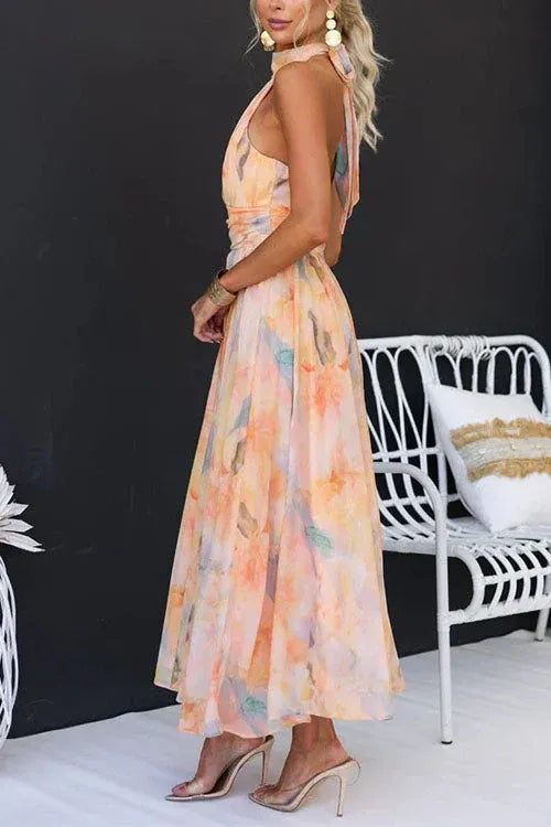 Lange Halterjurk Met Print | Navando