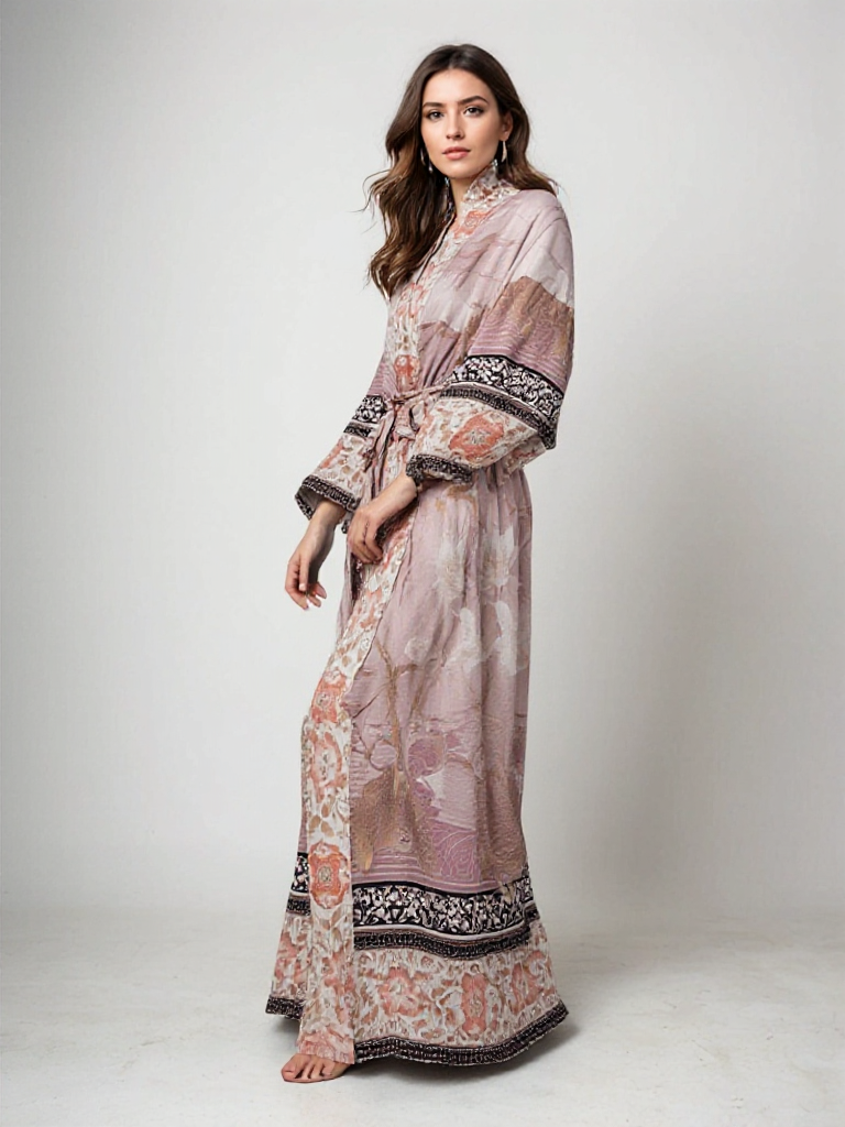 Lange Kimono Met Bloemenprint | Navando