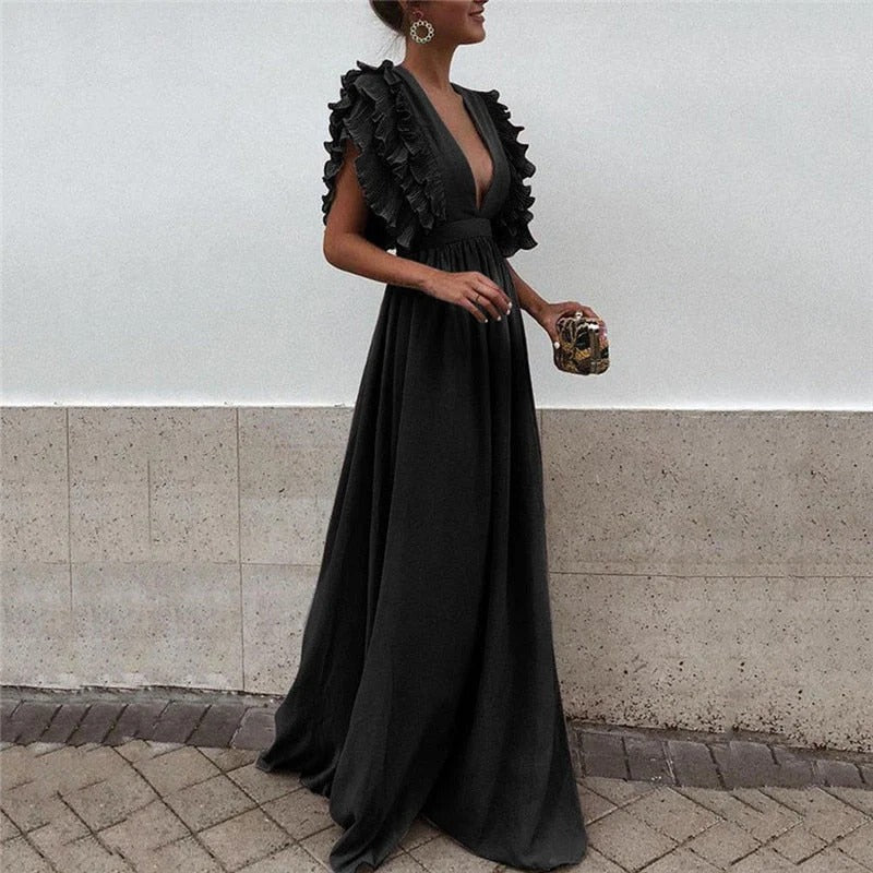 Lange Maxi Jurk Met Ruches | Navando