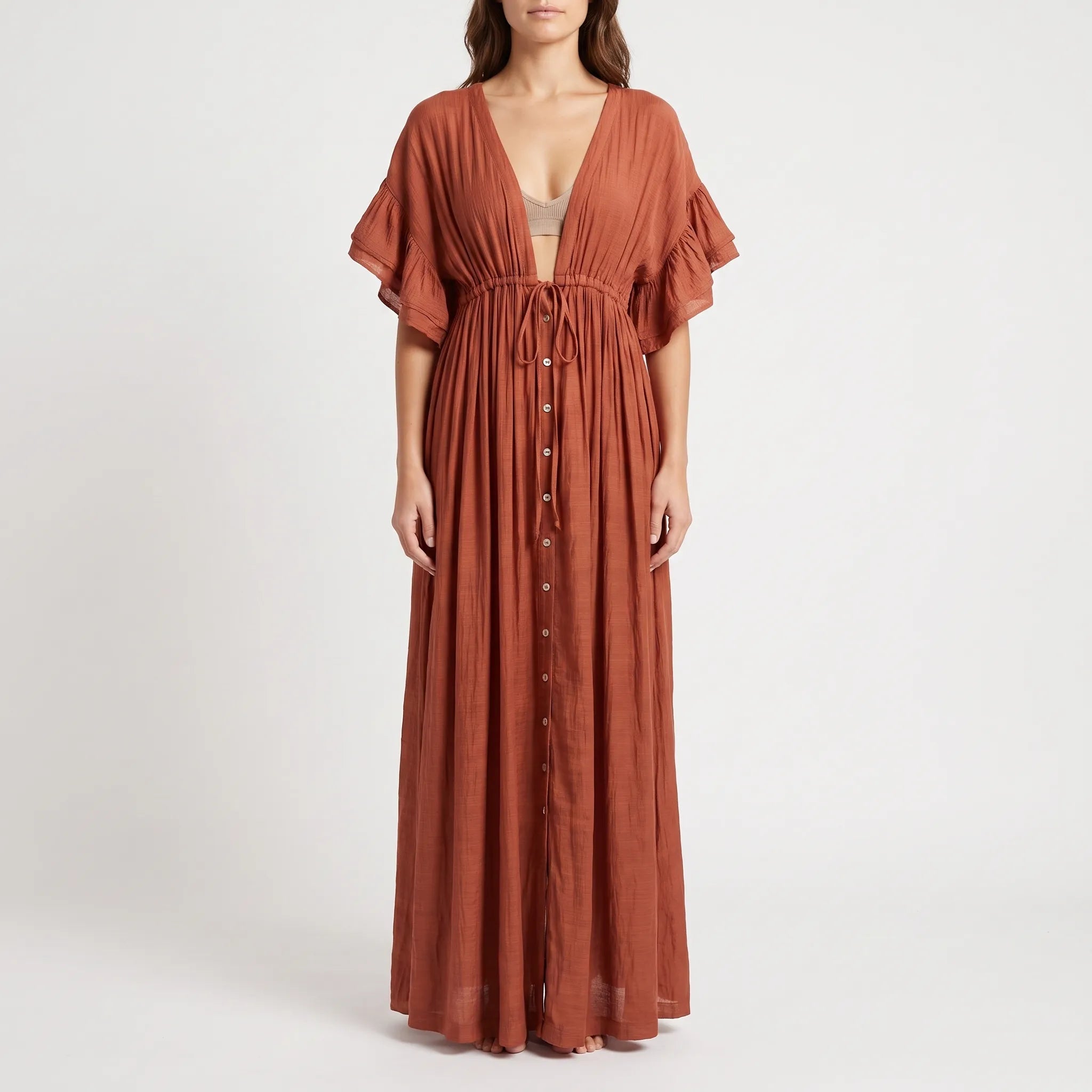 Lange Ruimvallende Boho Strandjurk Voor Dames | Navando