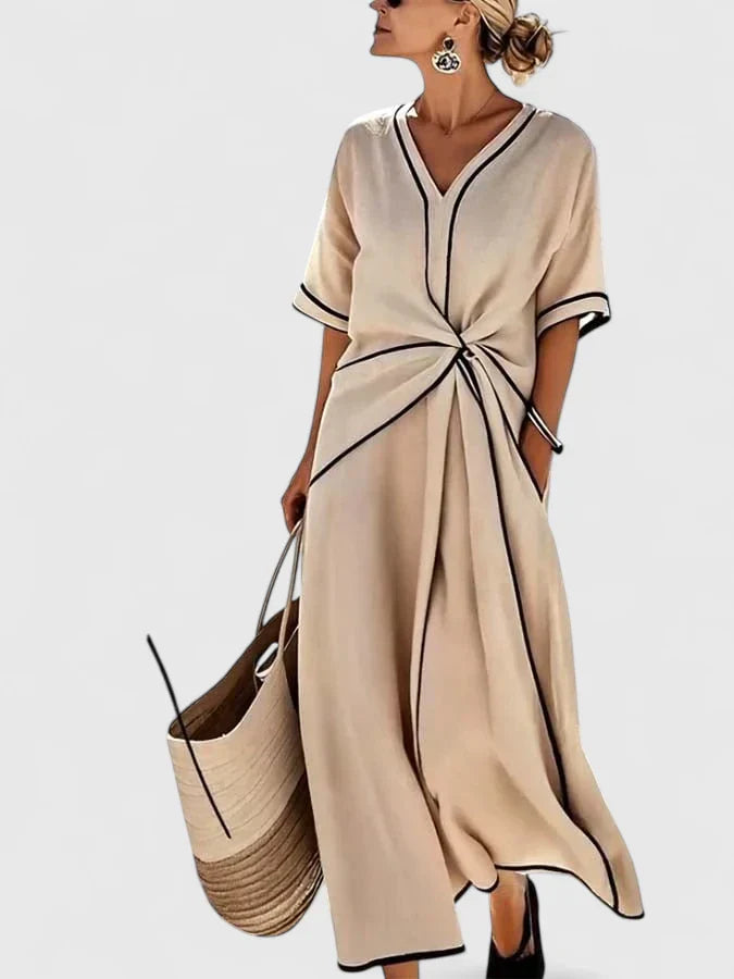 Lange Zomerjurk Met Gedrapeerd Detail | Navando