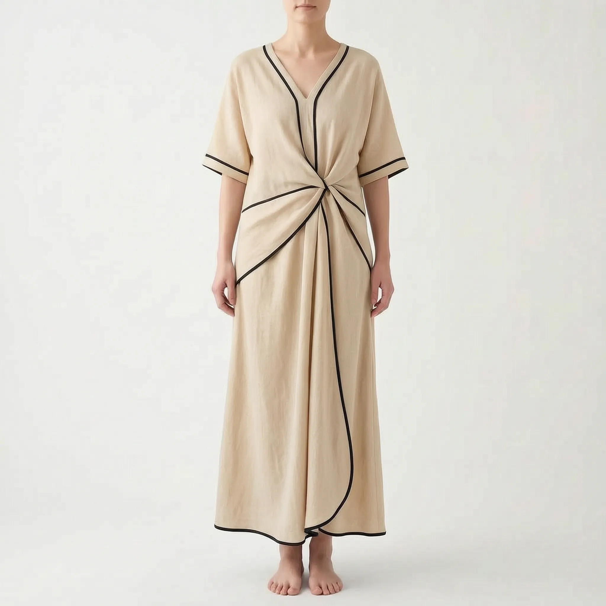 Lange Zomerjurk Met Gedrapeerd Detail | Navando