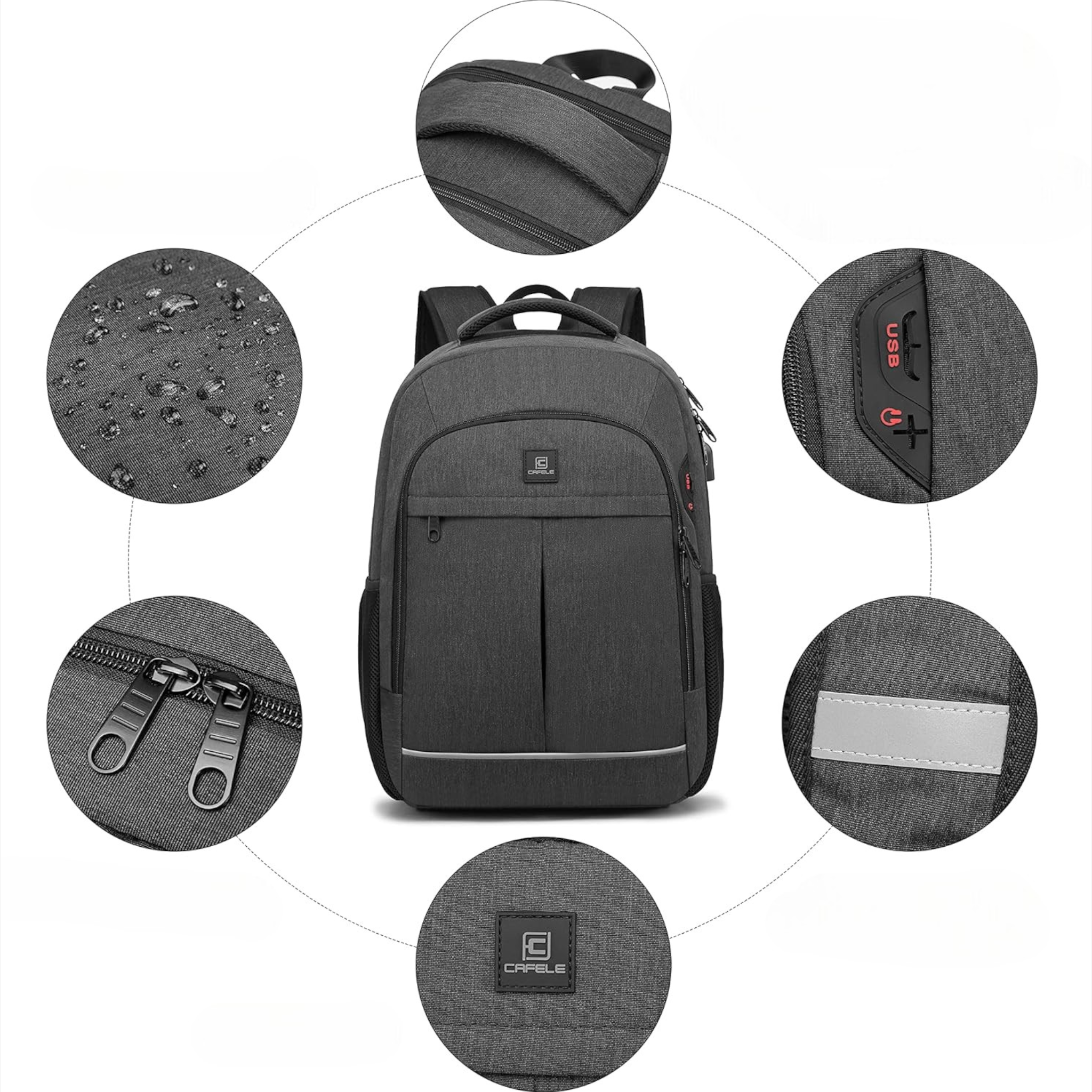 Laptop Rugzak | TSA-goedgekeurd, USB-oplaadpoort, Gewatteerd Laptopvak 1