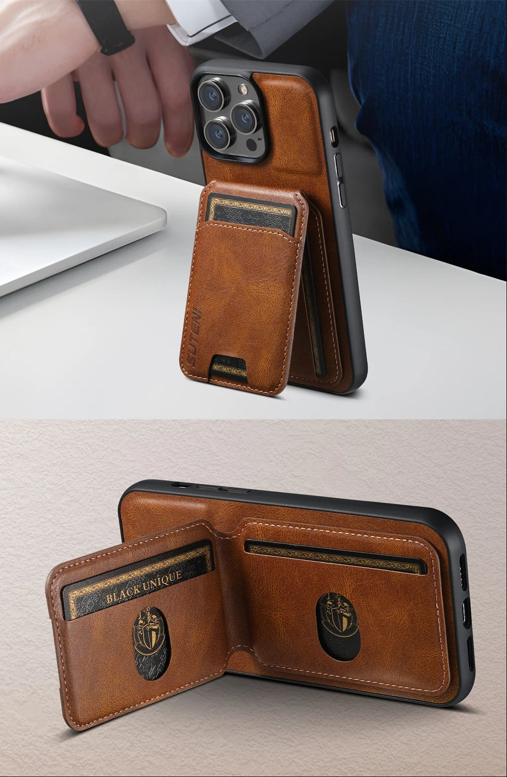 Leren portemonneehoesje | Slank model met kaarthouder 4