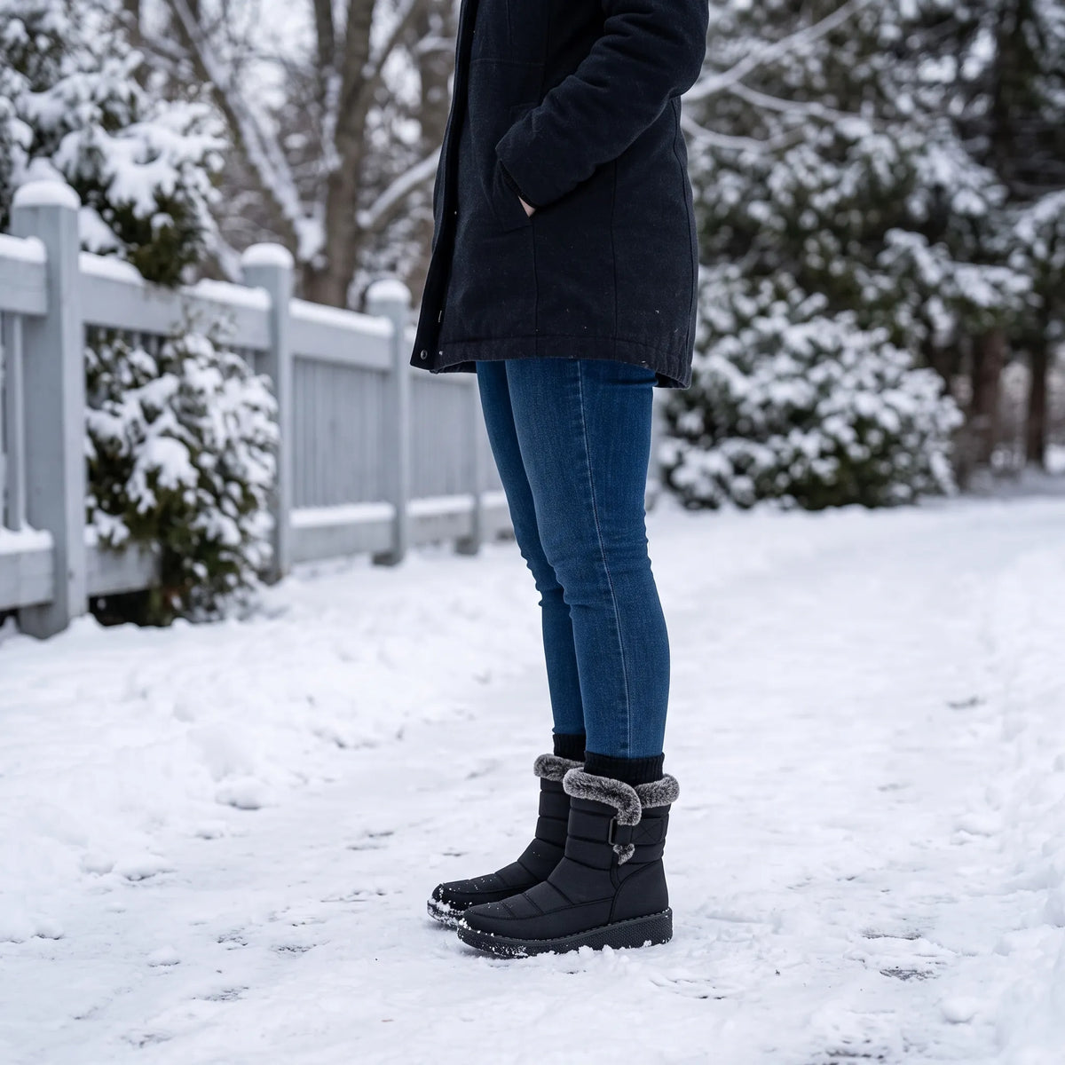 Leyla | Halfhoge Gewatteerde Winterlaarzen Met Profielzool