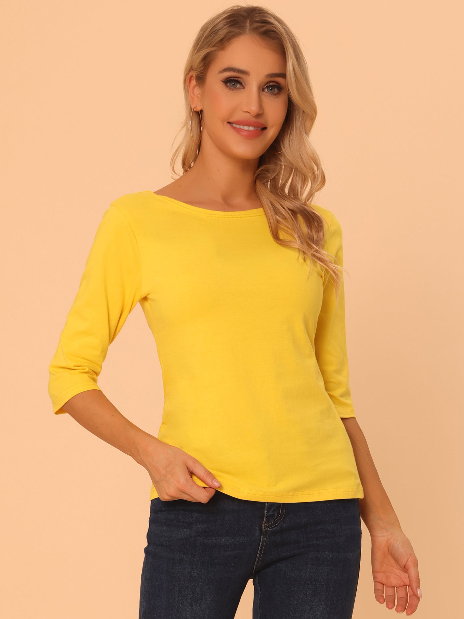 Shirt_Dames_Ronde_Hals_Basic_Driekwart_Mouwen_Victoria_Mae_Nederland_Belgie