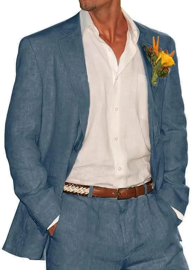 Linnen heren pak | Lichtgewicht, ademend, getailleerde blazer met bijpassende broek 7